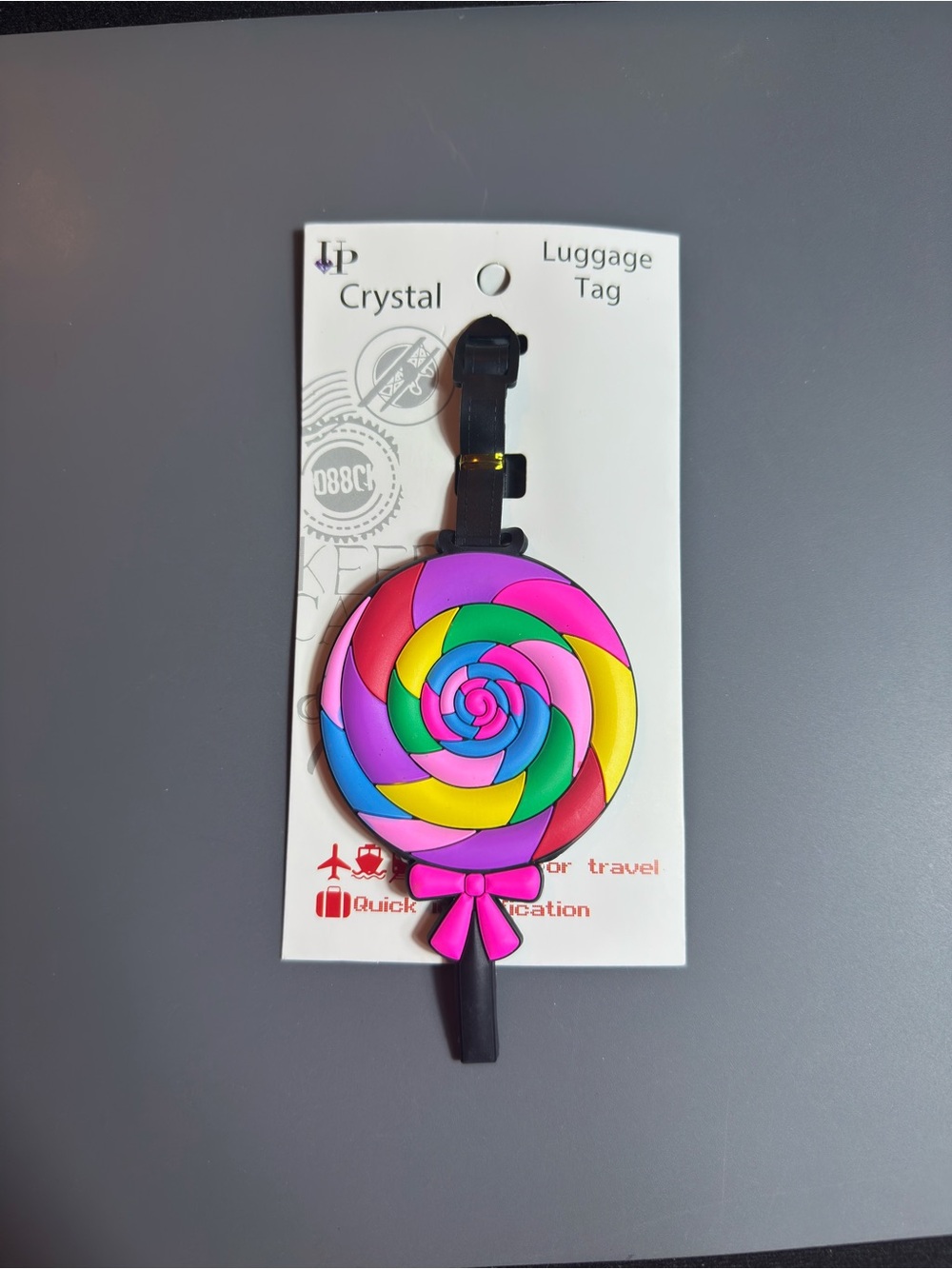 NWT Colorful Rainbow Lollipop Rubber Luggage Tag Bag Identifier Travel Accessory